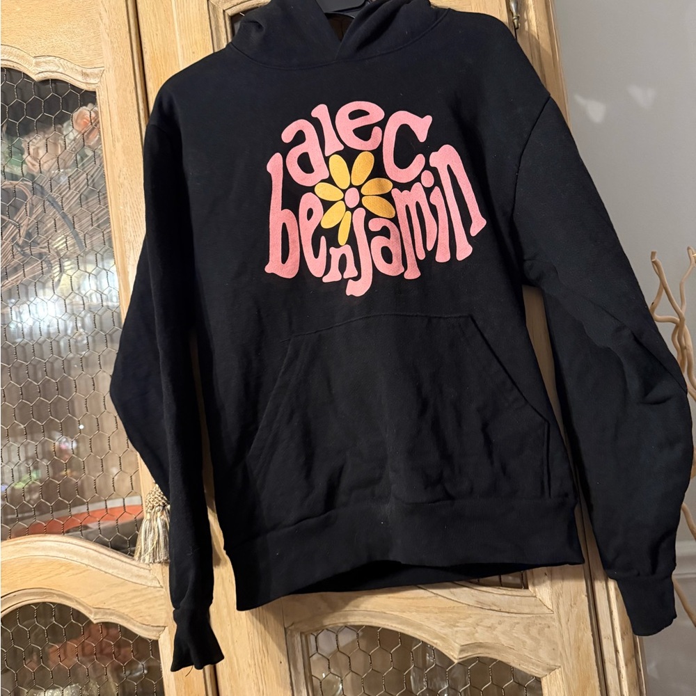 Alec Benjamin Black Hoodie with Pink and Yellow Graphic